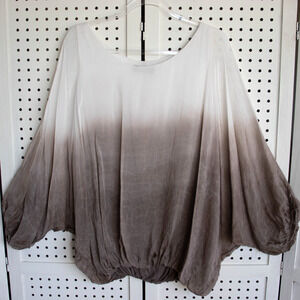 Grey Violet Womens SIZE 1X Made in Italy Silk Dolman Sleeve Top